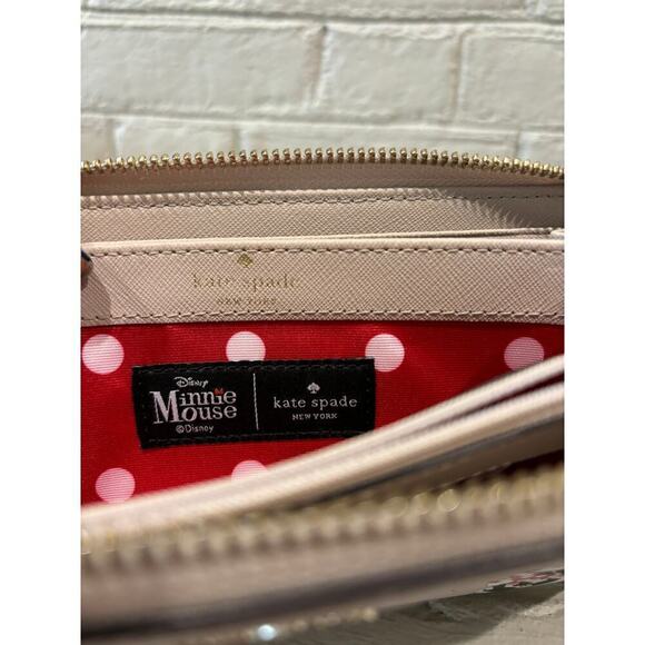 KATE SPADE DISNEY MINNIE MOUSE LACEY ZIP AROUND SAFFIANO LEATHER WALLET - Picture 6 of 7